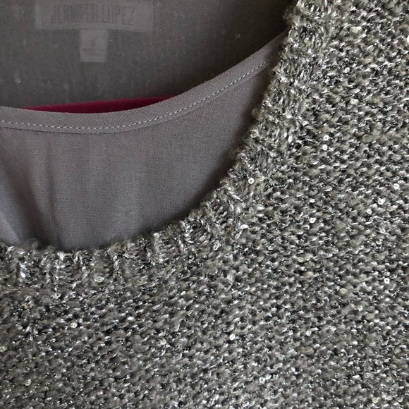 Jennifer Lopez-beautiful sweater with tank, silver/ gray with sequins, like NEW - Picture 3 of 5